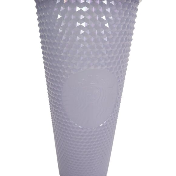 STARBUCKS Venti Cup Tumbler Icy Lilac Studded Bling 24 oz + Topper Winter 2021 - Picture 3 of 7